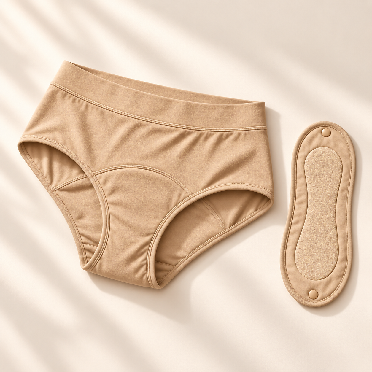 Beige Drylora underwear and removable pad
