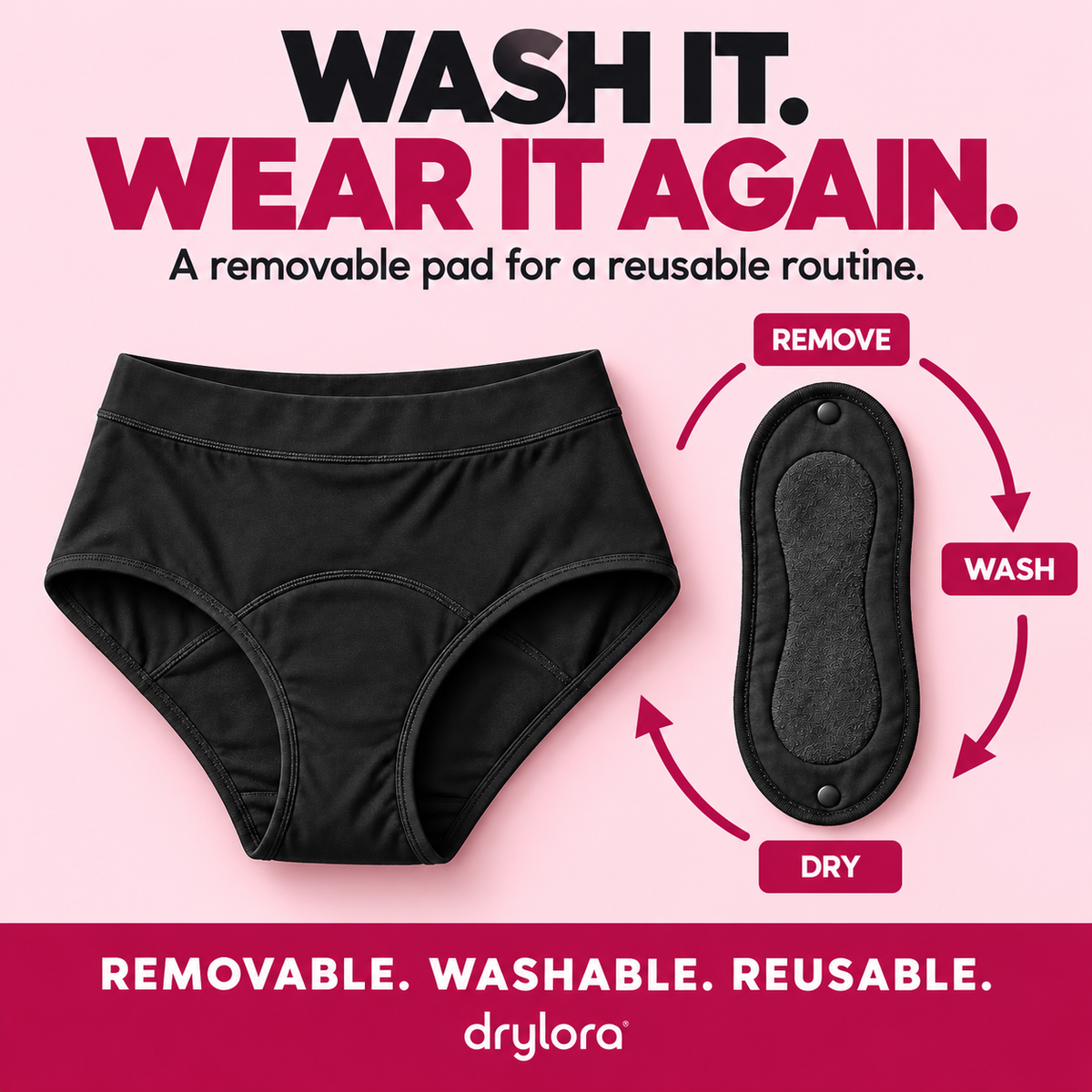 Wash it. Wear it again. — reusable removable pads