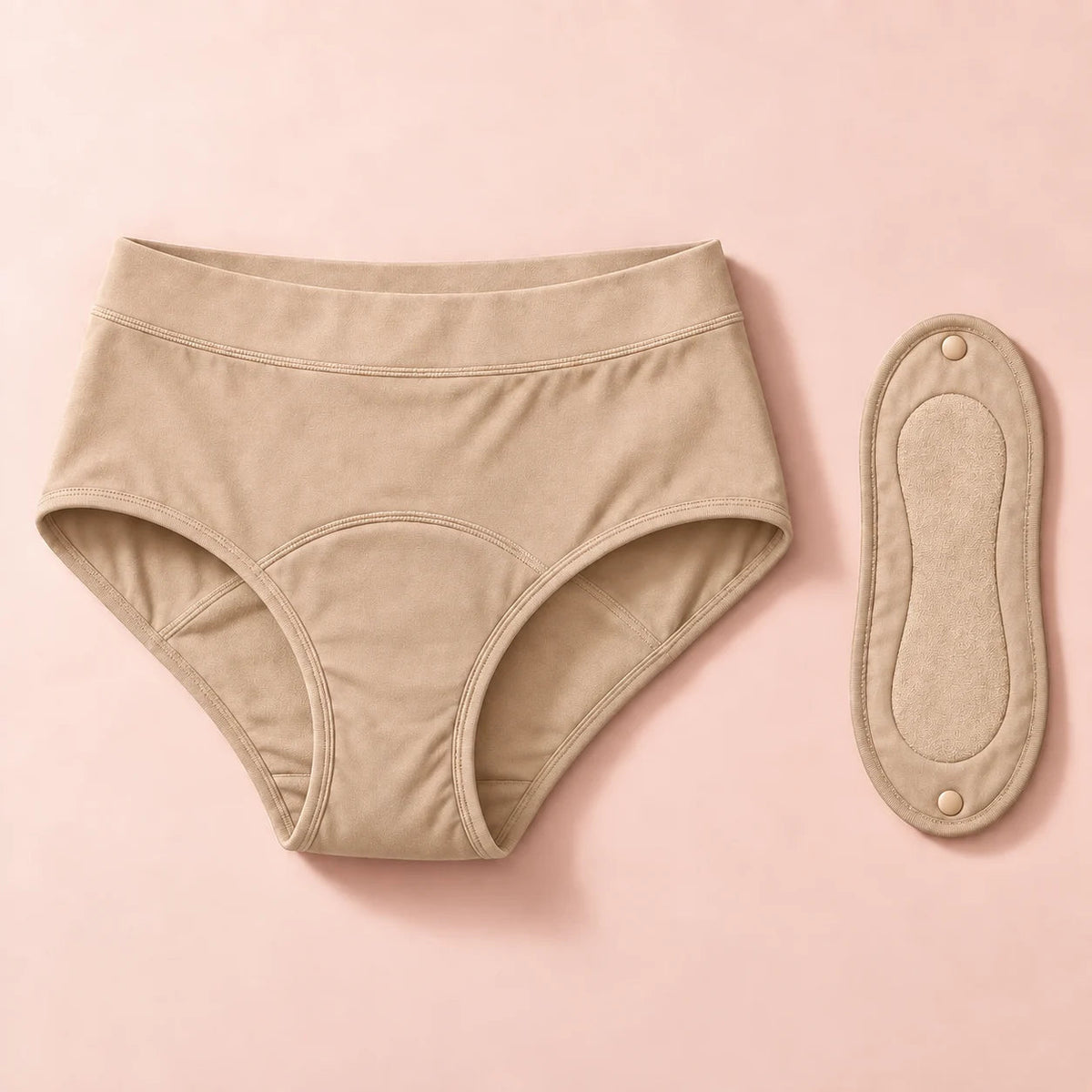 Beige underwear and removable pad — product detail