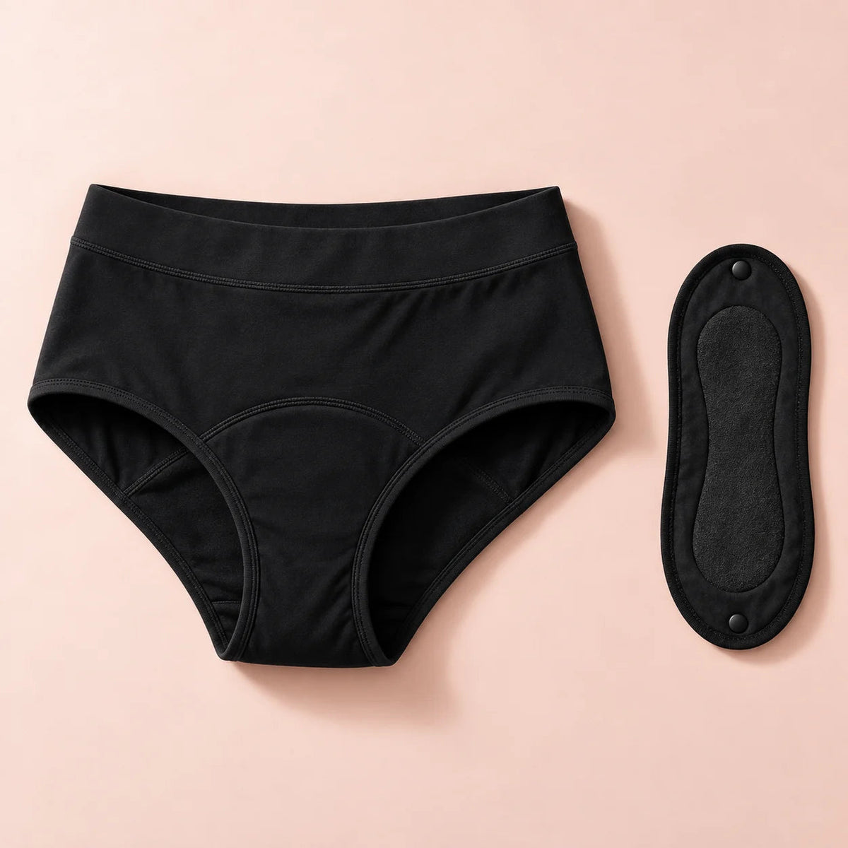 Black underwear and removable pad — product detail